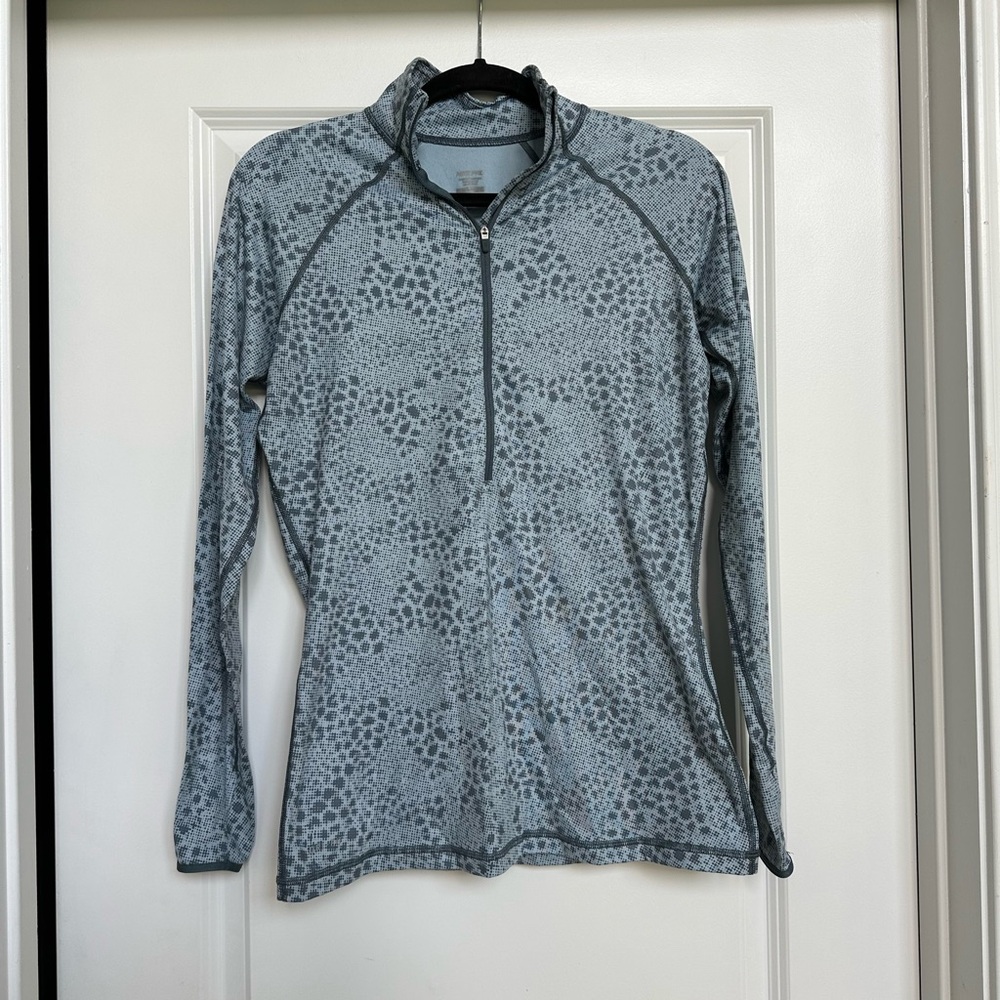 Light Blue Patterned Quarter-Zip Pullover